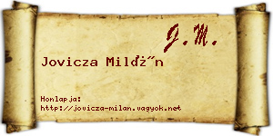 Jovicza Milán névjegykártya